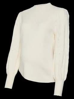 Normal Passform Hög Hals Ballongärmar Pullover