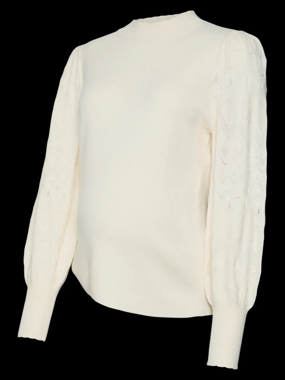 Normal Passform Hög Hals Ballongärmar Pullover