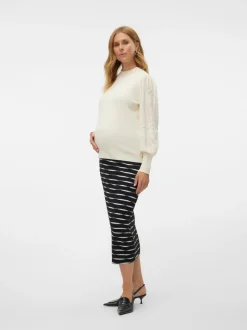 Normal Passform Hög Hals Ballongärmar Pullover