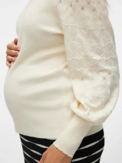 Normal Passform Hög Hals Ballongärmar Pullover