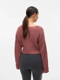 Normal Passform V-ringning Uppvikta Manschetter Nedsänkta Axlar Pullover