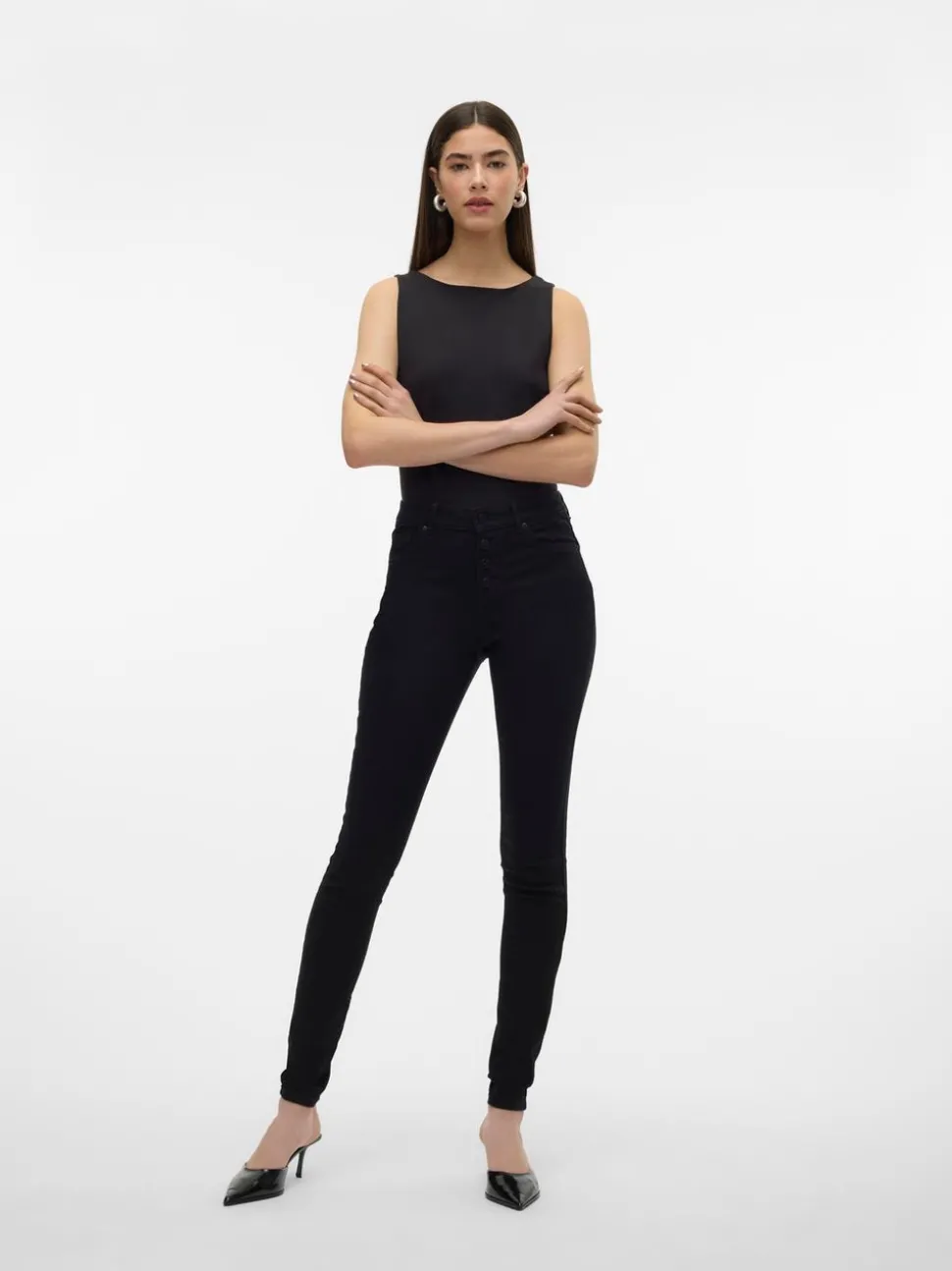 VMALIA Medelhög Midja Slim Straight Fit Jeans