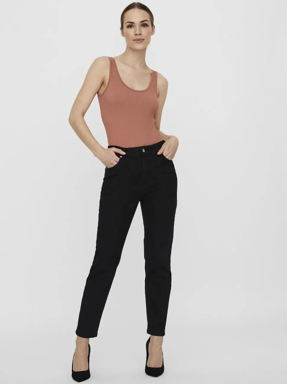 VMBRENDA Hög Midja Rak Passform Jeans