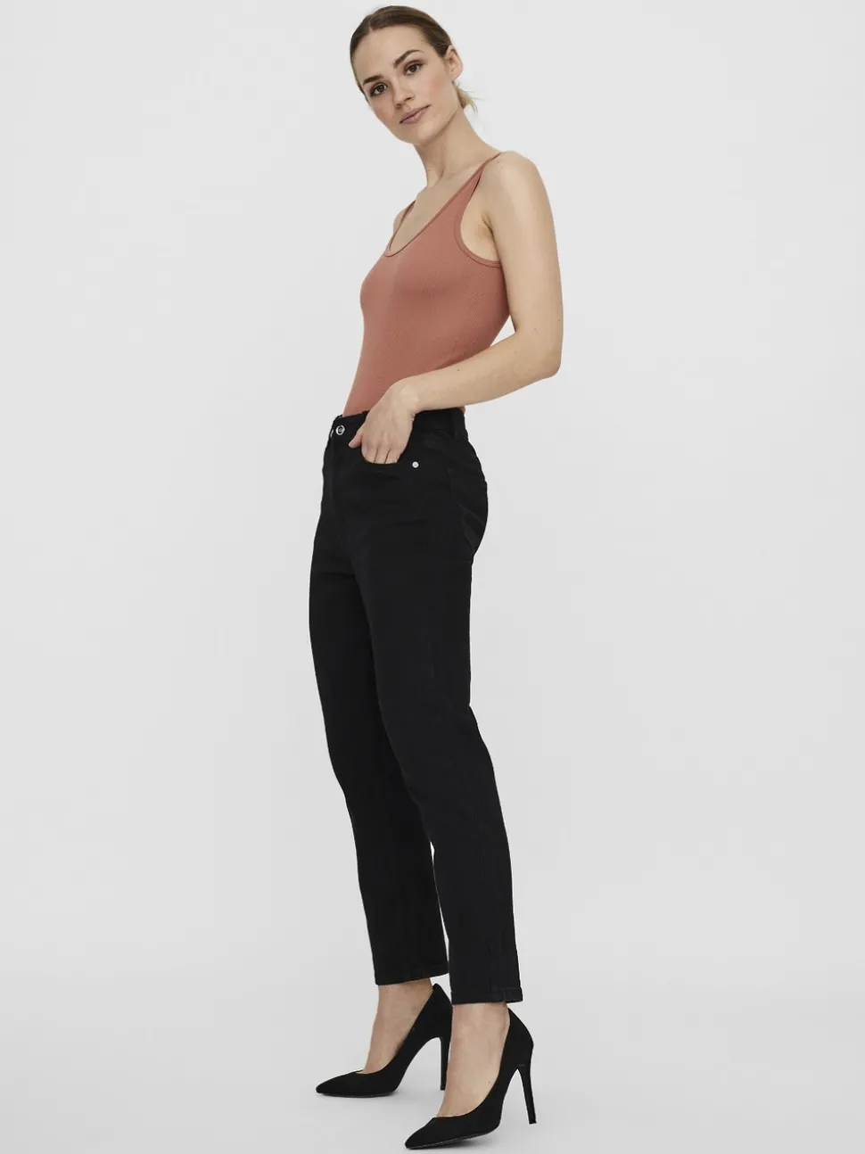 VMBRENDA Hög Midja Rak Passform Jeans