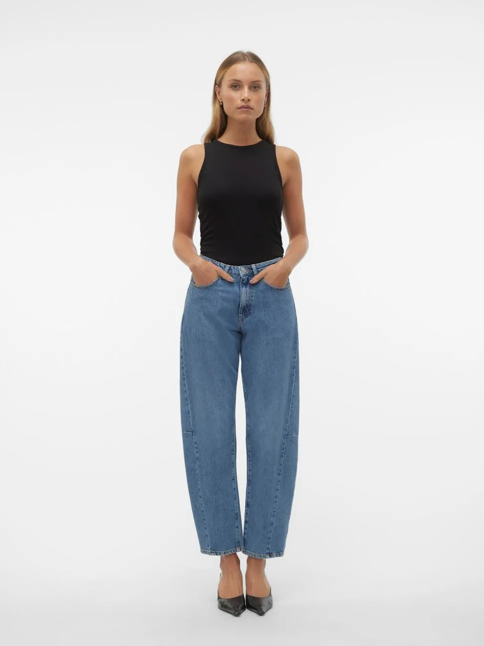 VMELLIE Hög Midja Mom Fit Jeans