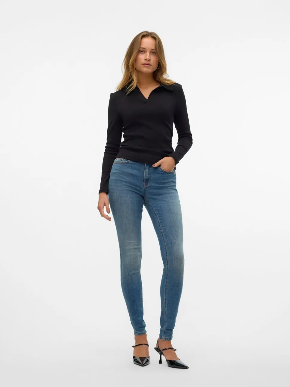 VMFLASH Medelhög Midja Skinny Fit Jeans