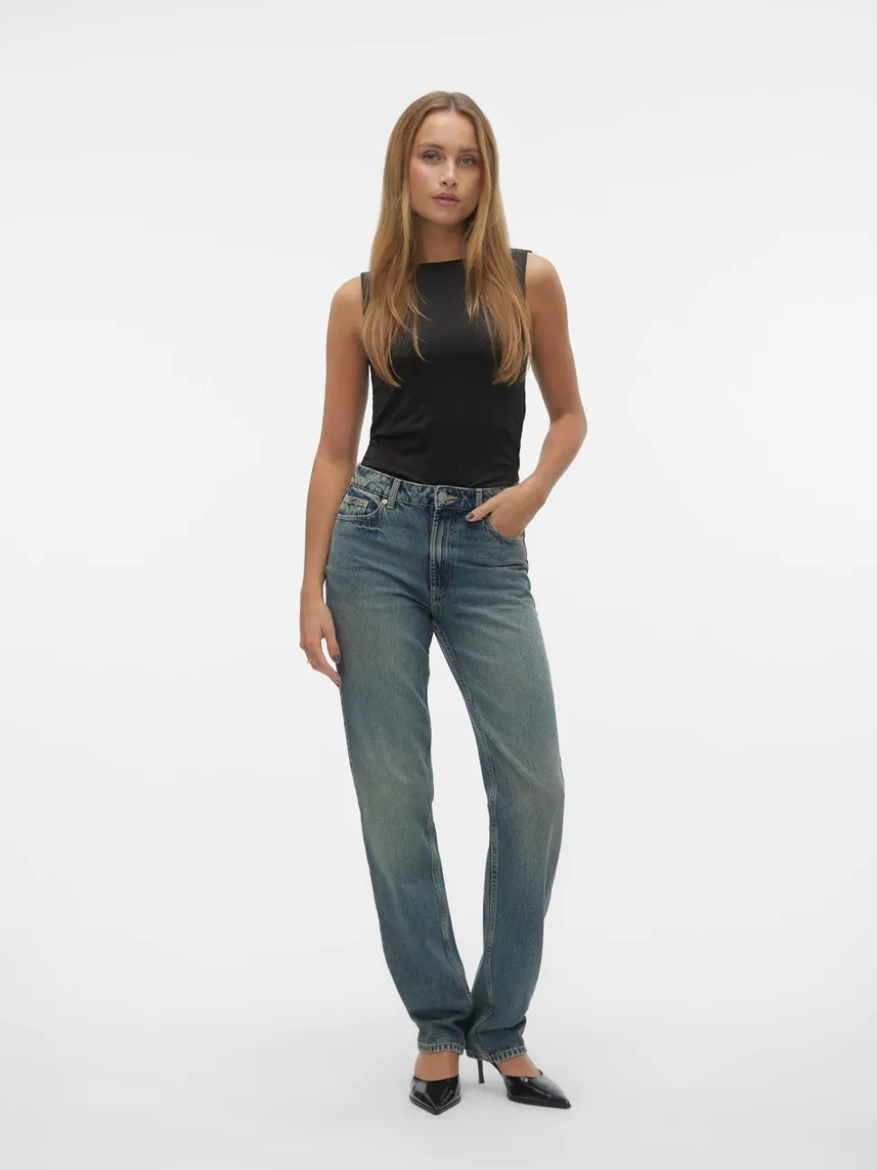 VMHAILEY Hög Midja Rak Passform Jeans