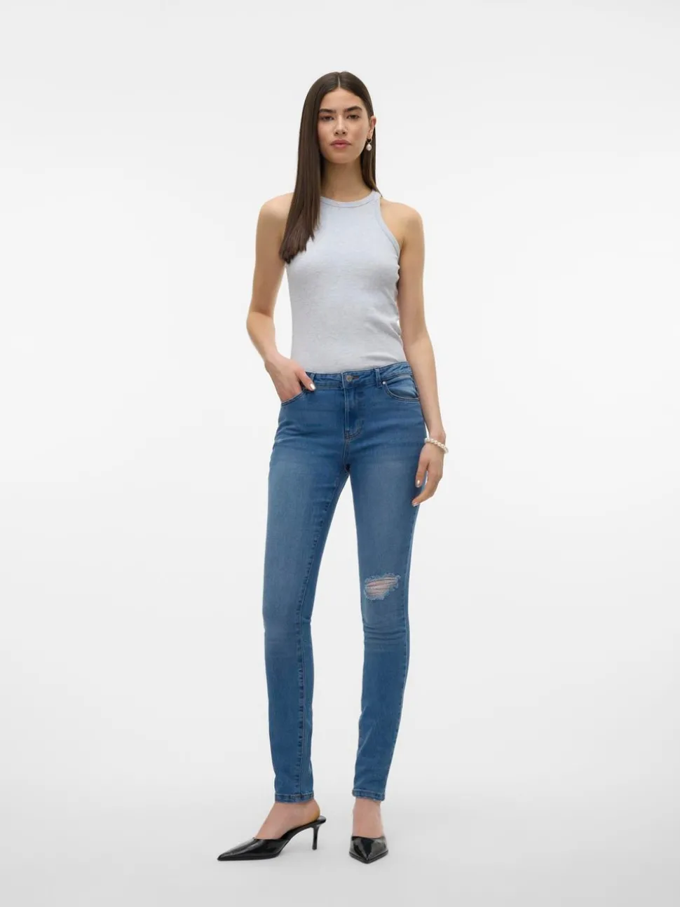 VMJUNE Medelhög Midja Skinny Fit Jeans
