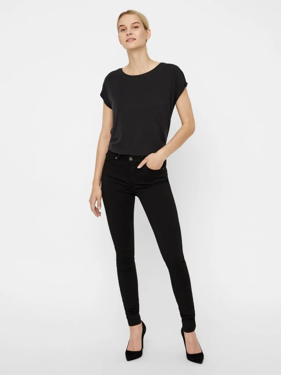 VMLUX Medelhög Midja Slim Fit Jeans