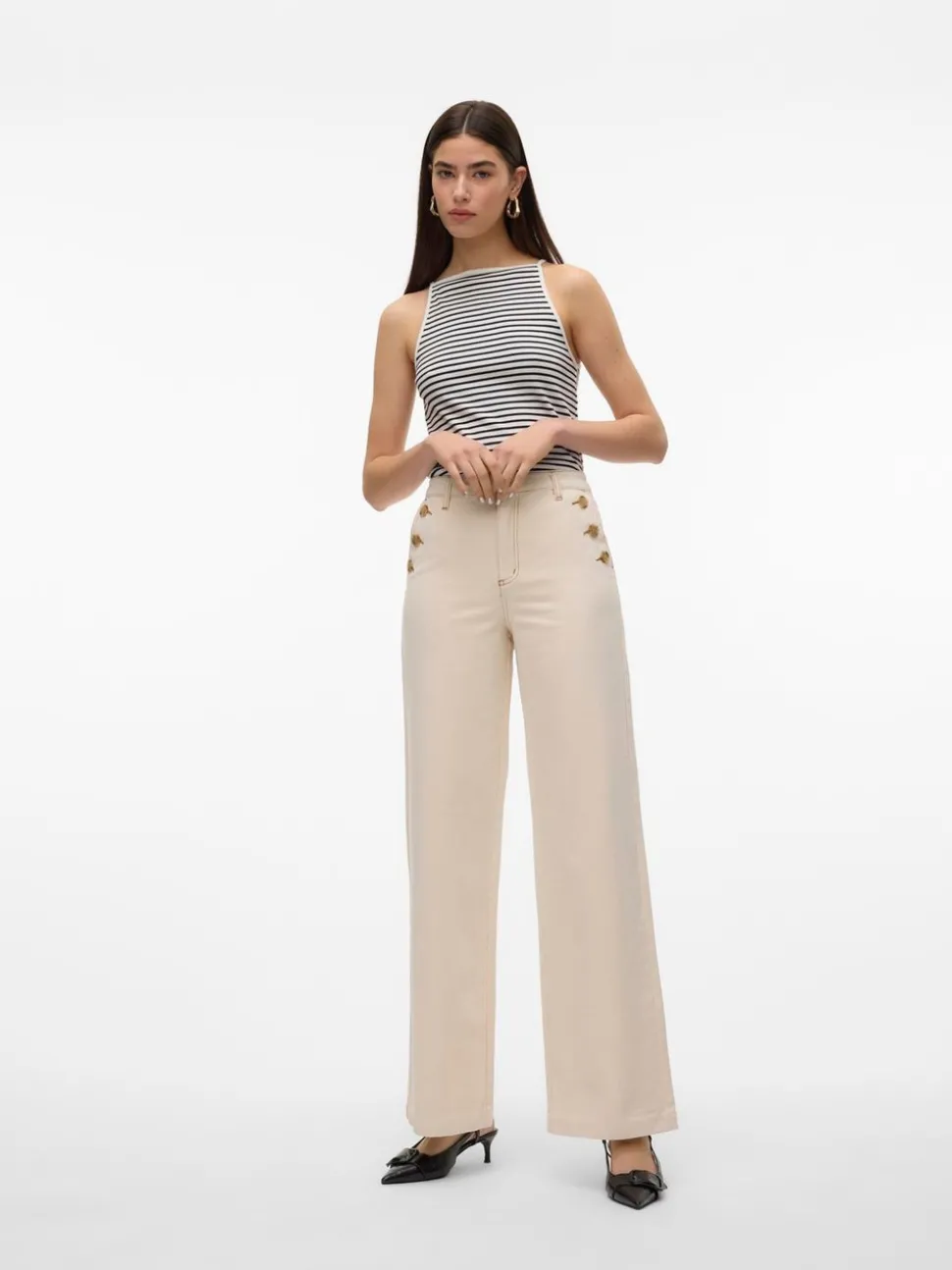 VMMARGOT Hög Midja Vid Passform Jeans
