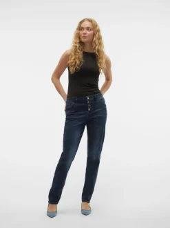 VMMINE Medelhög Midja Rak Passform Jeans