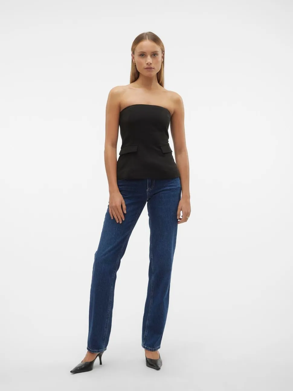 VMPAM Låg Midja Rak Passform Jeans