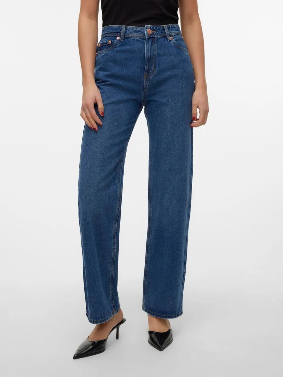 VMRACHEL Hög Midja Vid Passform Jeans