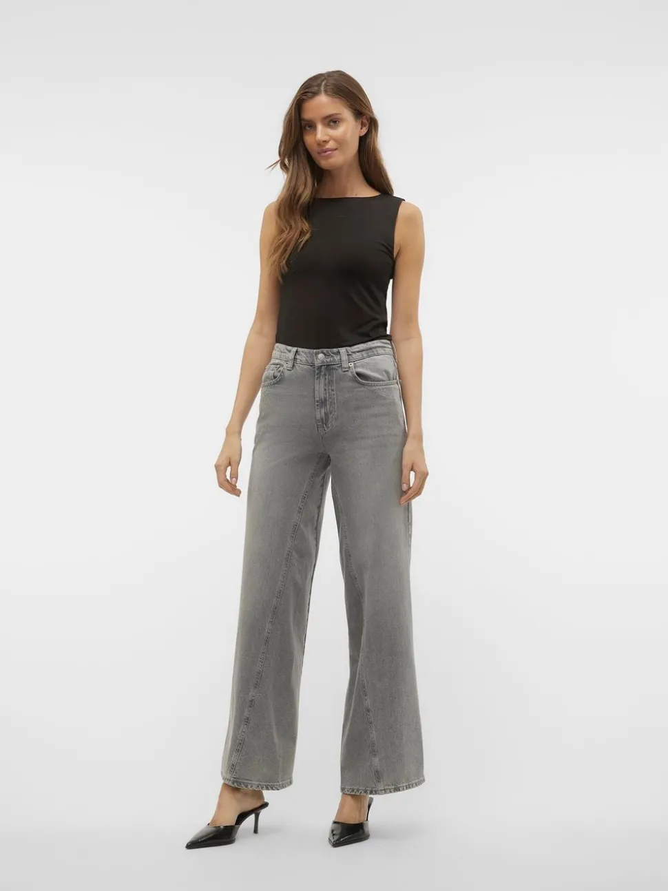 VMRAIL Medelhög Midja Vid Passform Jeans