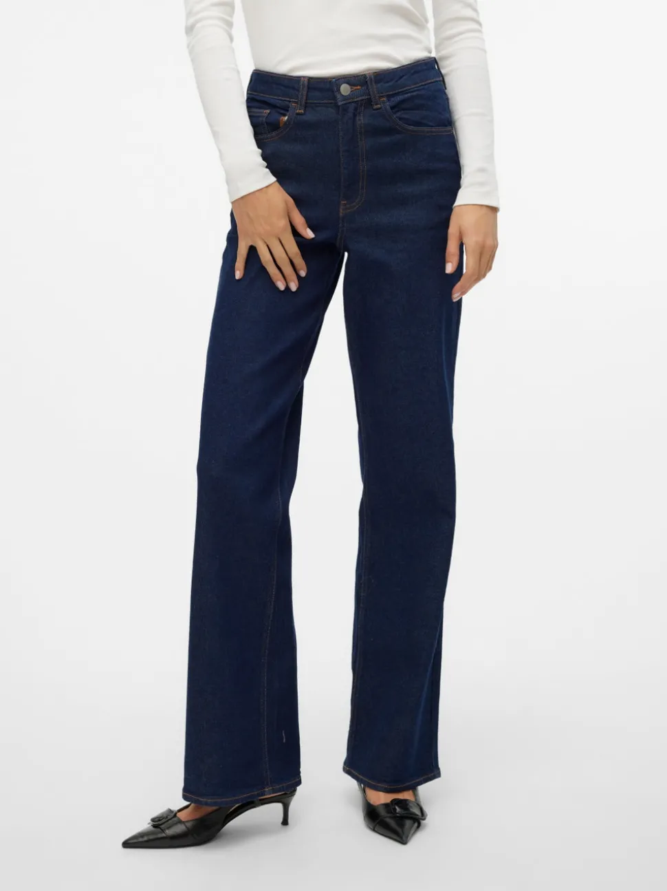 VMREBECCA Superhög Midja Vid Passform Jeans