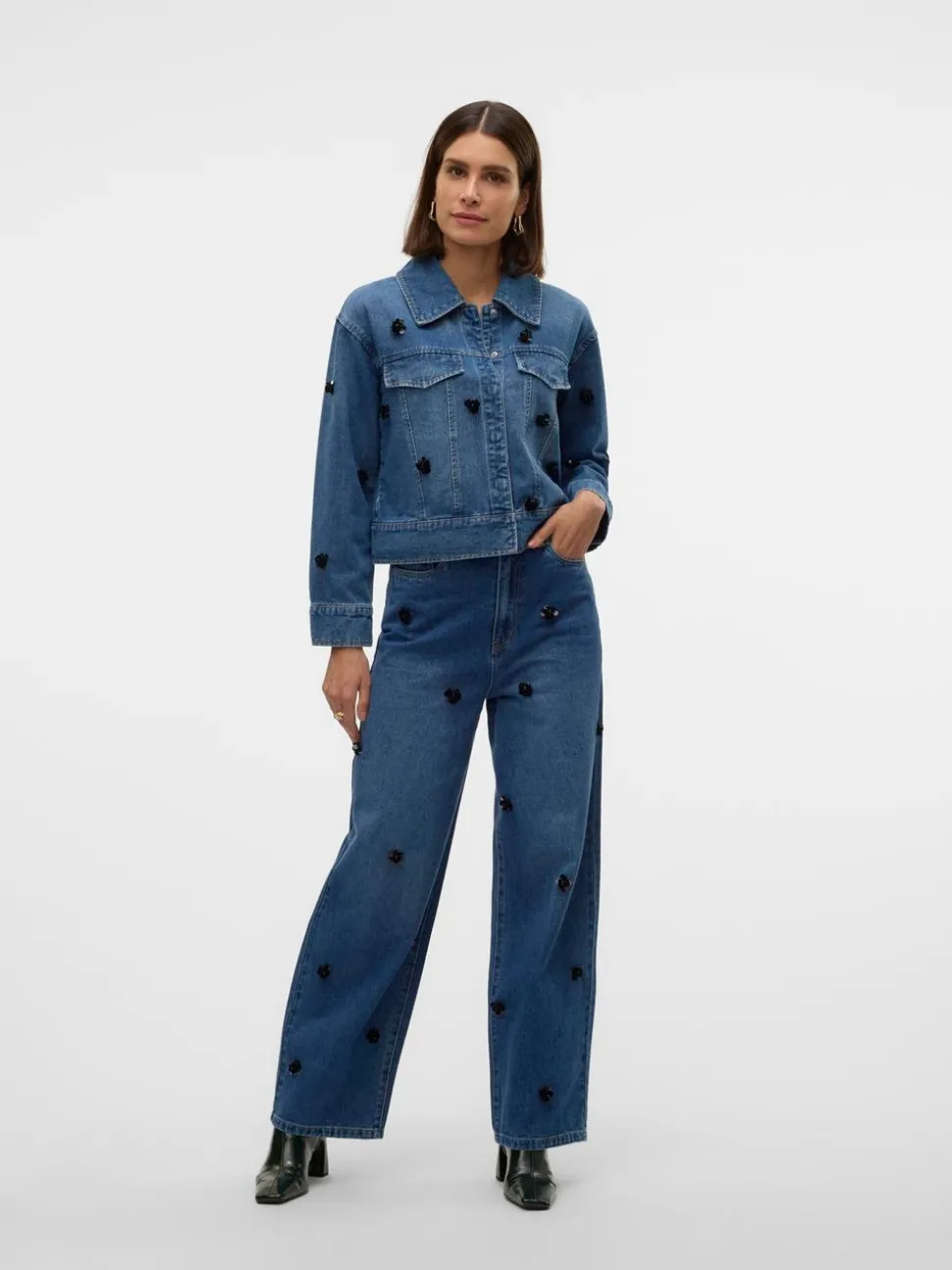 VMTAYLOR Medelhög Midja Baggy Fit Jeans