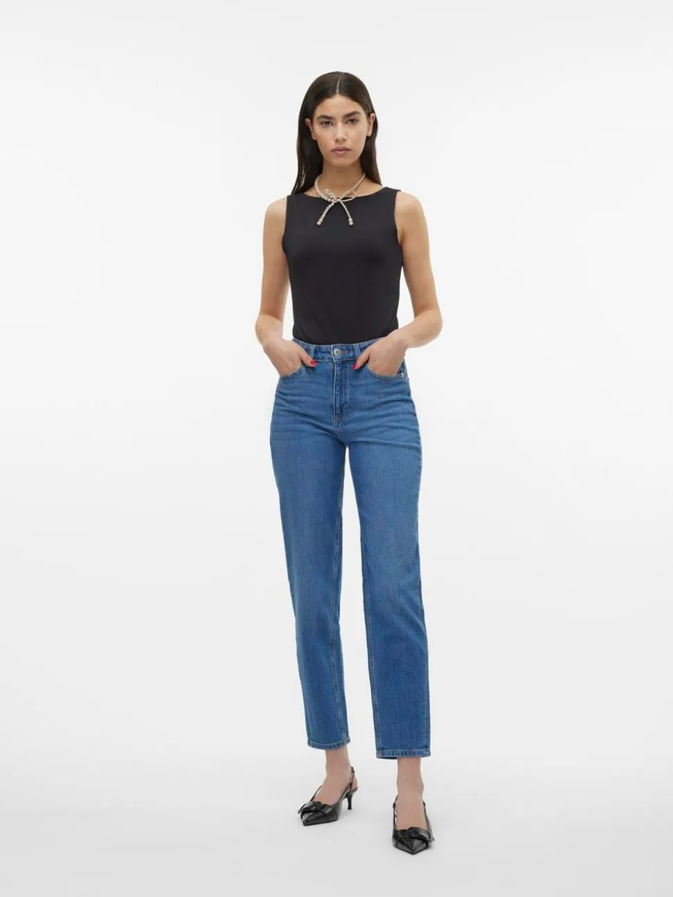 VMTESSA Hög Midja Mom Fit Jeans